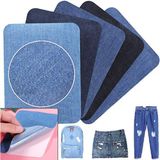Kot Jeans Denim Kumaş Yapışkanlı Tamir Yama Seti 17 Parça Mavi