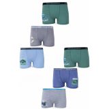 Kota 1005 Erkek Çocuk 6'lı Paket Renkli Desenli Baskılı Elastan Boxer (Karışık, 7-8 Yaş)