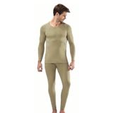 KOTA Erkek Haki Termal Uzun Kol Takım, 2'li Paket, Polyester Viskon Elastan