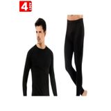 KOTA Erkek Termal 4'lü Paket,%100 Pamuk, Alt+Üst İçlik Takım, Siyah, L/XL