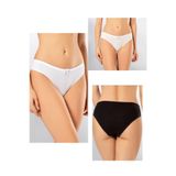 KOTA Kadın Pamuklu Külot, 3'lü Paket, Slip Kesim, Siyah-Beyaz-Ekru, M Beden