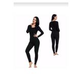KOTA Kadın Termal Takım,%60 Polyester%35 Viskon%5 Elastan, Siyah, S/M Beden