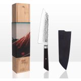 KOTAI-KOTAI Santoku Bunka şef bıçağı, Saya ve bambu kutulu | 17 cm bıçak | mutfak bıçağı | elle dövülmüş ve bilenmiş | Japon ultra keskin 440C paslanmaz çelik