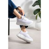 KOTAN Beyaz- Beyaz Kadın Bağcık Detaylı Fileli Sneaker Ve Günlük Kadın Spor Ayakkabı Kadın Sneakers