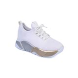 KOTAN Beyaz-platin Kadın Bağcık Detaylı Fileli Triko Esnek Hafif Sneaker Ve Günlük Kadın Spor Ayakkabı Kadın Sneakers