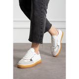 KOTAN Kadın Sneaker Spor Ayakkabı Bağcıklı Kalın Düz Taban Parçalı Tasarım Rahat Günlük Yürüyüş Ayakkabısı