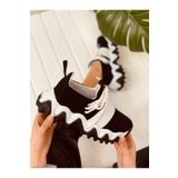 KOTAN Siyah Beyaz Bağcık Detaylı Rahat Kadın Sneakers Spor Ayakkabı