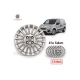 Kotanjant FİAT FİORİNO 15 İnç Jant Kapağı 4'lü Set Gümüş + 4 Amblem