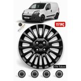 Kotanjant FİAT FİORİNO 15 İnç Jant Kapağı 4'lü Set Piano Black + 4 Amblem