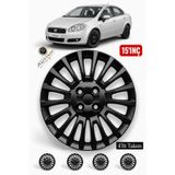 Kotanjant FİAT LİNEA 15 İnç Jant Kapağı 4'lü Set Piano Black + 4 Amblem