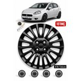 Kotanjant FİAT PUNTO 15 İnç Jant Kapağı 4'lü Set Piano Black + 4 Amblem
