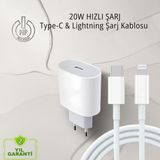 Kotenart Apple İPhone 11-12-13-14 Uyumlu Orjinal 20W Üreten Pd Hızlı Şarj Cihazı ve Type-C & Lightning Şarj ve Kablosu Birlikte (1m)/Tüm Lightning Serilere Uyumlu Şarj aleti ve Şarj Kablosu - Beyaz