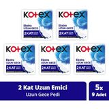 Kotex 9'lu Extra Uzun Gece Pedi 5'li Paket %100 Rahatlık ve Güven Sunar