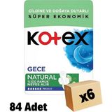 Kotex Natural Gece Hijyenik Ped 14'lü 6 Adet Nefes Alabilen Yüzey ile Konforlu Kullanım