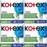 Kotex Natural Gece Pedleri %100 Doğal Pamuklu 16 Adet Hipoalerjenik Süper Ekonomik - yok
