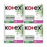 Kotex Natural Normal Ekstra Koruma 28 Adet x 4 Paket %100 Pamuklu Hijyenik Ped