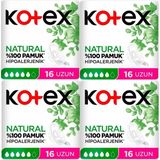 Kotex Natural Uzun Hijyenik Ped 16'lı Pamuklu Yüksek Emicilik ve Konfor Sunar