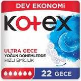 Kotex Ultra Dev Eko Gece 22'li Pedler %0 Sızdırma Özelliği ile Rahatlık Sağlar