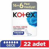 Kotex Ultra Gece 22'li Hijyenik Ped Gece Kullanım Özelliği ile Sızıntı Önleyici Teknoloji
