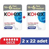 Kotex Ultra Gece Ped 22’li x 2 Sızıntı Önleyici Teknoloji ile Gece Boyu Konfor Sağlar - yok