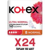 Kotex Ultra Normal Hijyenik Ped 192 Adet %0 Sızdırma ile Gün Boyu Konfor Sağlar