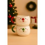 Kotium Ceramics 2 ' Lİ NOEL BABA KUPA Yılbaşı Özel Kabartmalı Özel Dokulu Tamamıyla El Yapımı Seramik Kupa
