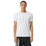 Koton 000 Beyaz Basic Spor Geometrik Baskılı Bisiklet Yaka Erkek T-shirt