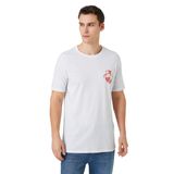 Koton 000 Erkek Beyaz Bisiklet Yaka Tişört Palmiye Baskılı Kısa Kollu T-shirt