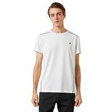 Koton 000 Erkek Beyaz Spor Şerit Baskı Detaylı Bisiklet Yaka T-shirt