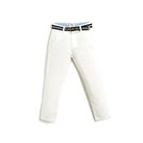 Koton 000 Erkek Çocuk Beyaz Kumaş Slim Fit Kemerli Cepli Pantolon