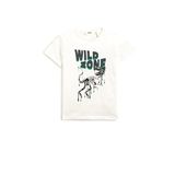 Koton 000 Erkek Çocuk Dinozor Baskılı Kısa Kollu Bisiklet Yaka Pamuklu Beyaz T-shirt