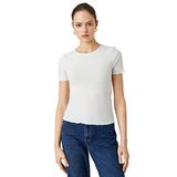 Koton 000 Kadın Beyaz Bisiklet Yaka Kolları Fırfır Detaylı T-shirt