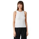 Koton 001 Kadın Kırık Beyaz Taş Detaylı Atlet Bisiklet Yaka Kolsuz T-shirt