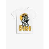 Koton 002 Erkek Çocuk Dinozor Baskılı Kısa Kollu Ekru T-shirt