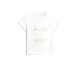 Koton 002 Kız Çocuk Ekru Basic Baskılı Kısa Kollu Bisiklet Yaka Pamuklu T-shirt