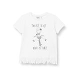 Koton 010 Kız Bebek Ekru Püskül Detaylı Baskılı Kısa Kollu T-shirt