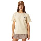 Koton 050 Kadın Bej Kısa Kollu Bisiklet Yaka Koala İşlemeli T-shirt