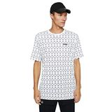 Koton 0D0 Erkek Beyaz Desenli Basic Bisiklet Yaka Slogan Baskılı Geometrik Desenli T-shirt