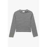 Koton 14075620 Regular Fit Bisiklet Yaka Uzun Kol Kız Çocuk Tişört 6Wkg10291Ak Siyah