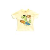Koton 152 Erkek Bebek Sarı Dinozor Baskılı Kısa Kollu Bisiklet Yaka T-shirt