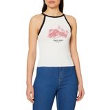 Koton 1YAL38062IK Kadın Ekru Halter Yaka Şerit Detaylı Atlet, Beyaz, S