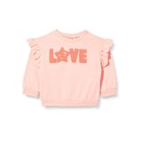 Koton 274 Kız Bebek Pembe Fırfırlı Peluş Detaylı Bisiklet Yaka Şardonlu Sweatshirt