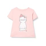 Koton 274 Kız Bebek Pembe Kedi Baskılı Kısa Kollu Bisiklet Yaka T-shirt