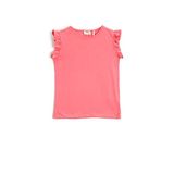 Koton 293 Kız Çocuk T-shirt Yuvarlak Yaka Kolsuz Fırfırlı Pembe