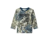 Koton 35I Erkek Çocuk Turuncu Desenli Batik Desenli Uzun Kollu Bisiklet Yaka T-shirt