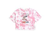 Koton 3D7 Kız Çocuk Lila Desenli Oversize Batik Desenli Kısa Kollu Bisiklet Yaka T-shirt