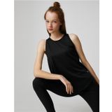 Koton 3SAK30002NK Siyah Polyester Kolsuz Kadın T-shirt