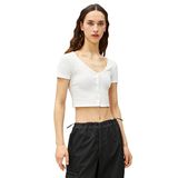 Koton 3SAL10059IK002 Ekru Kadın Crop T-Shirt
