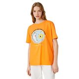 Koton 3SAL10113IK Turuncu Baskılı Kadın T-shirt