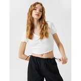 Koton 3SAL10271IK Ekru Kadın T-shirt